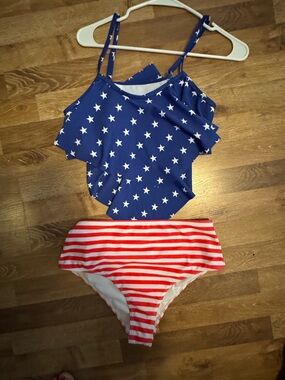 Women's Navy Blue Star Print Ruffle Tank Top